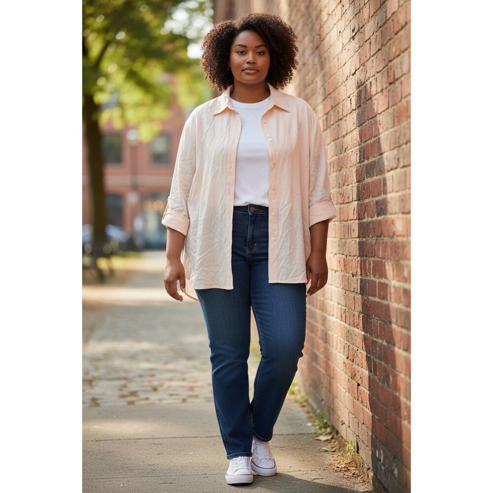 WinterSilks 2X Full Button Silk Pink Shirt Long Sleeve Top